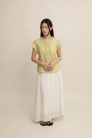 Avery Ruffle Button Top