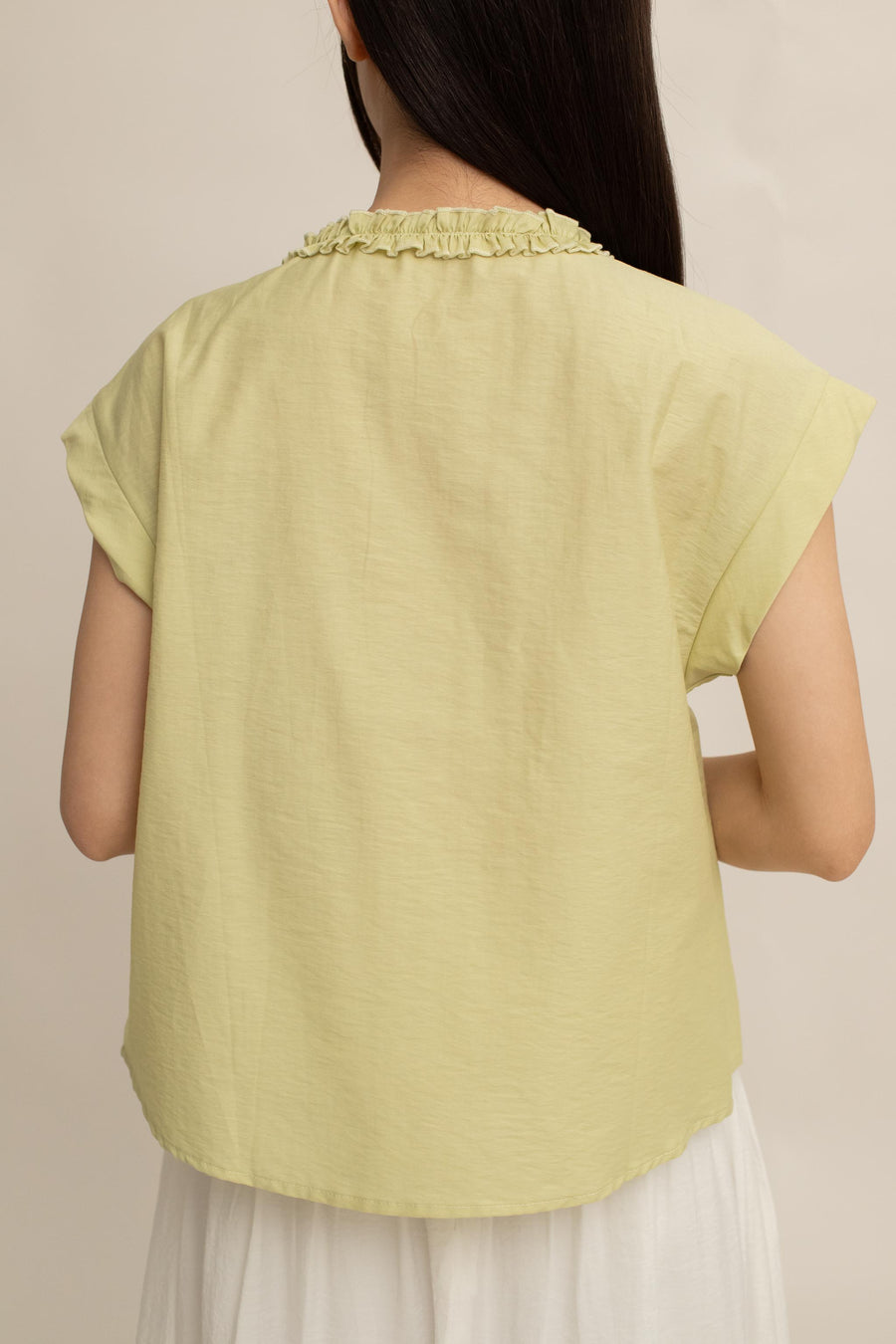 Avery Ruffle Button Top