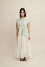 Avery Ruffle Button Top
