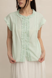 Avery Ruffle Button Top