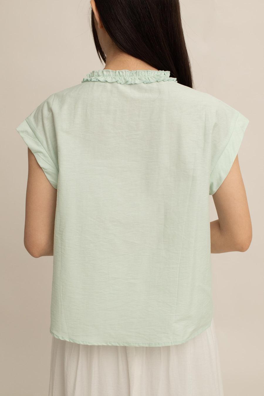 Avery Ruffle Button Top