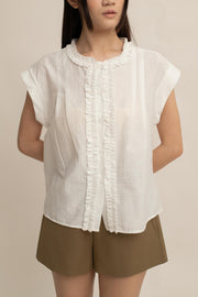 Avery Ruffle Button Top