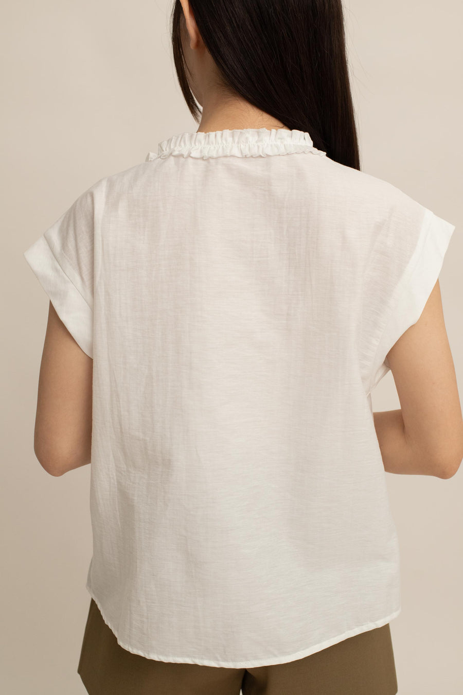 Avery Ruffle Button Top