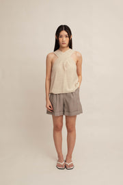 Koji Cross-Neck Knit Top