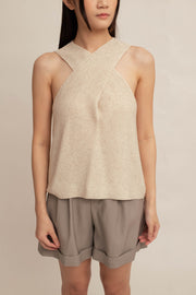 Koji Cross-Neck Knit Top