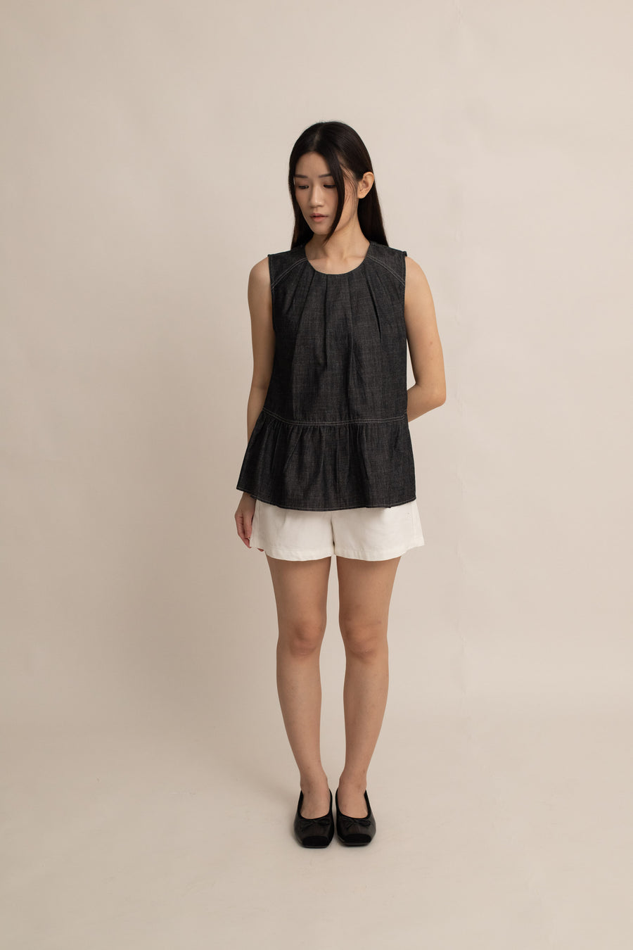 Jodie Denim Peplum Top