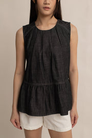 Jodie Denim Peplum Top
