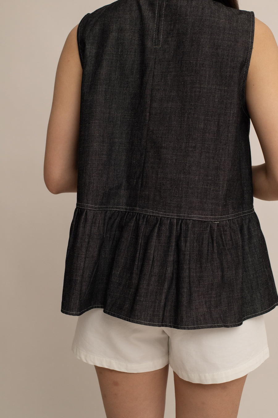 Jodie Denim Peplum Top