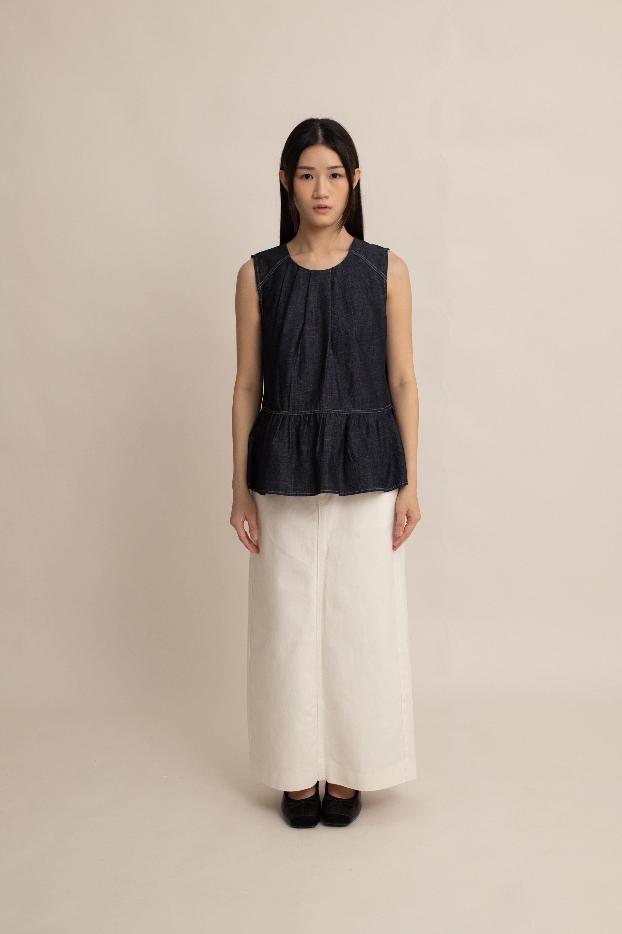 Jodie Denim Peplum Top