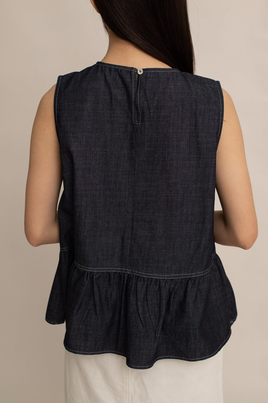Jodie Denim Peplum Top